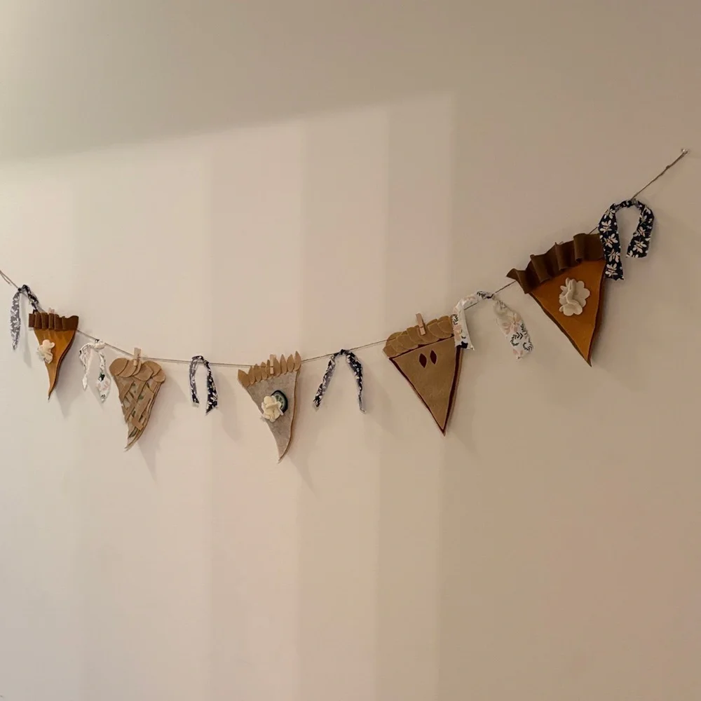 Handmade Thanksgiving Fall Rustic Pie Slice Garland
